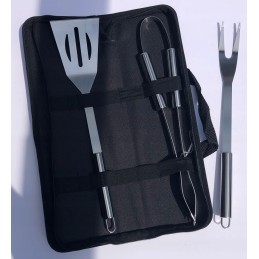 Grilio įrankių rinkinys: žnyplės, mentelė, šakutė, Oldman bbq, rinkinys 3 vnt.