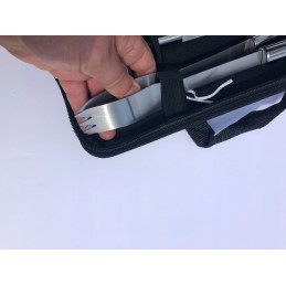 Grilio įrankių rinkinys: žnyplės, mentelė, šakutė, Oldman bbq, rinkinys 3 vnt.