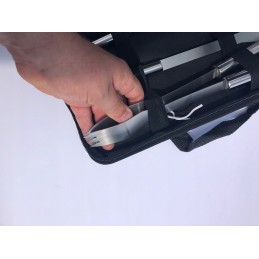 Grilio įrankių rinkinys: žnyplės, mentelė, šakutė, Oldman bbq, rinkinys 3 vnt.