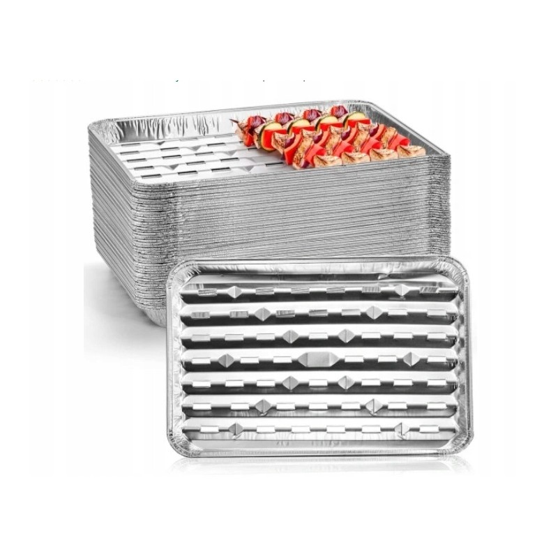 Didelės kepsninės padėklai, aliuminio vienkartinės lėkštės, tvirtas padėklas, grilis, 30 vnt