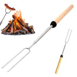 Lazda, teleskopinis stulpas, laužo šakutė, šašlykinės laužo šakutė, 6 vnt.