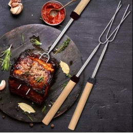 Lazda, teleskopinis stulpas, laužo šakutė, šašlykinės laužo šakutė, 6 vnt.