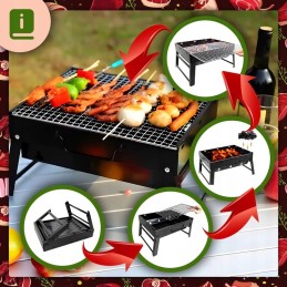 �🔥 Sulankstomas turistinis grilis, nešiojamas sodo anglies lagaminas su rankena