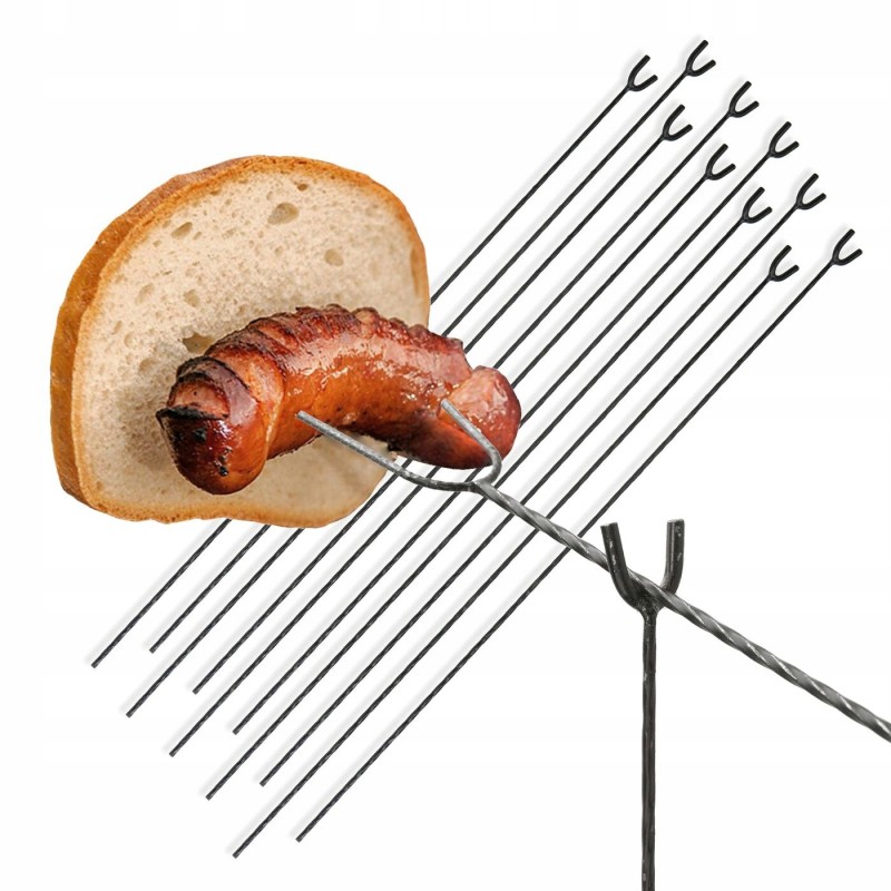 Metalinės atramos ugnies lazdoms, juodos ugnies lazdos atramos, 10 vnt, 62 cm