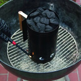 Dūmtraukis griliui apkurti anglies briketais rūkykloje, juodas ugnies starteris, 27x17cm