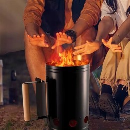 Dūmtraukis griliui apkurti anglies briketais rūkykloje, juodas ugnies starteris, 27x17cm