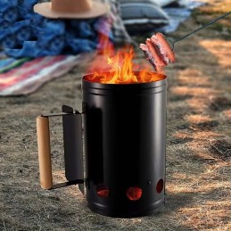 Dūmtraukis griliui apkurti anglies briketais rūkykloje, juodas ugnies starteris, 27x17cm