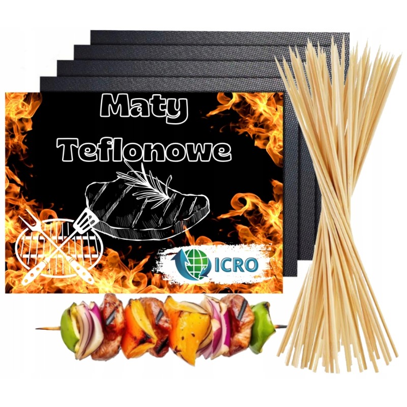 Tefloniniai grilio kilimėliai, 10x kepimo ir kepimo skardos + nemokami pagaliukai