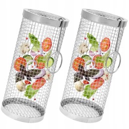 2x grilio krepšelis, daržovės, bulvytės, grotelės, besisukančios grilio grotelės, 20 cm
