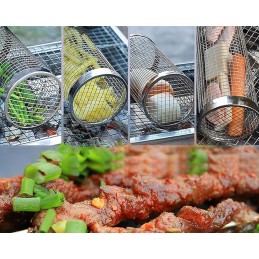 2x grilio krepšelis, daržovės, bulvytės, grotelės, besisukančios grilio grotelės, 20 cm