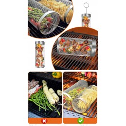 2x grilio krepšelis, daržovės, bulvytės, grotelės, besisukančios grilio grotelės, 20 cm