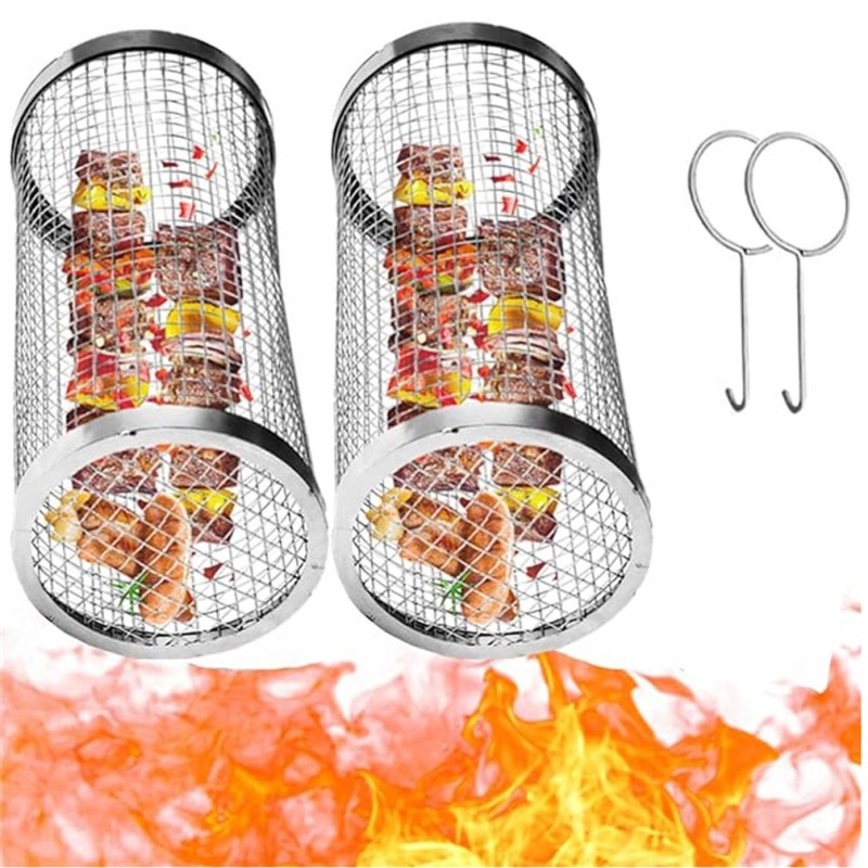 2 vnt cilindrinės nerūdijančio plieno grotelių krepšelio grotelės