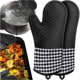 Karščiui atsparios silikoninės virtuvinės pirštinės, rinkinyje 2, apsauginės grotelės