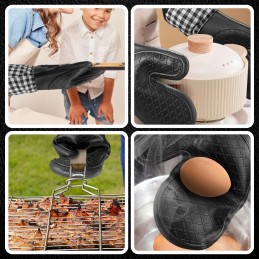 Karščiui atsparios silikoninės virtuvinės pirštinės, rinkinyje 2, apsauginės grotelės