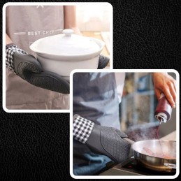 Karščiui atsparios silikoninės virtuvinės pirštinės, rinkinyje 2, apsauginės grotelės