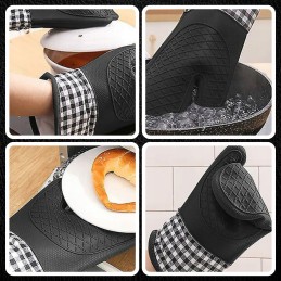 Karščiui atsparios silikoninės virtuvinės pirštinės, rinkinyje 2, apsauginės grotelės