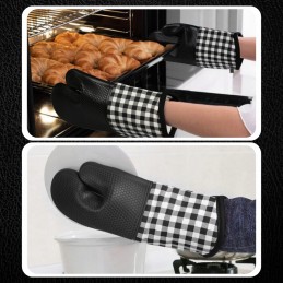 Karščiui atsparios silikoninės virtuvinės pirštinės, rinkinyje 2, apsauginės grotelės