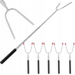 Grilio lazdelė, dešros šakutė, teleskopinis rinkinys, 6 vnt.