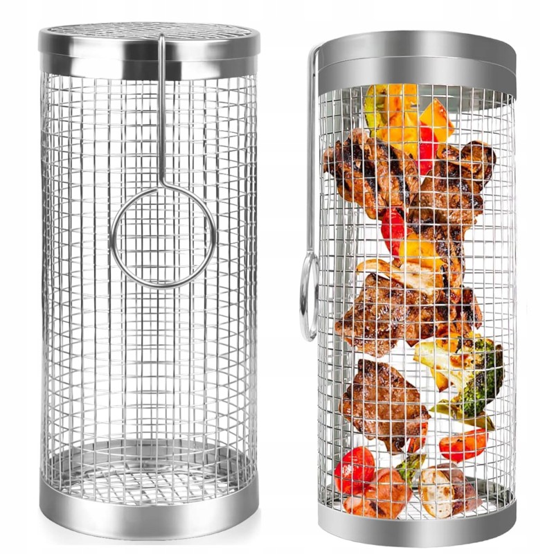 Daržovių kepimo krepšelis, grilio volelis, besisukantis tinklelis, grotelės, 2 vnt