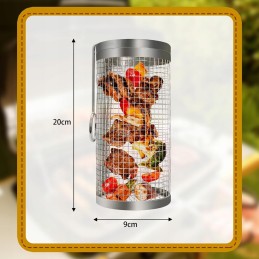 2x BBQ grilio krepšelis, besisukantis grilio tinklelis, daržovių grotelės, 20 cm