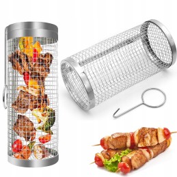 2x BBQ grilio krepšelis, besisukantis grilio tinklelis, daržovių grotelės, 20 cm