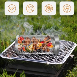 2vnt Rolling Type Camping BBQ Basket Priedai ant grotelių