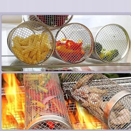 2vnt Rolling Type Camping BBQ Basket Priedai ant grotelių