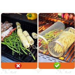 2vnt Rolling Type Camping BBQ Basket Priedai ant grotelių