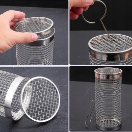 2vnt Rolling Type Camping BBQ Basket Priedai ant grotelių