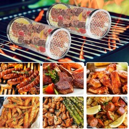 2vnt Rolling Type Camping BBQ Basket Priedai ant grotelių