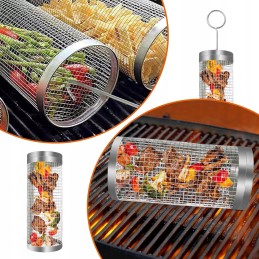 2vnt Rolling Type Camping BBQ Basket Priedai ant grotelių
