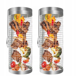 Grilio krepšelis 2 vnt besisukantis tinklinis daržovių grotelių ritinys griliui