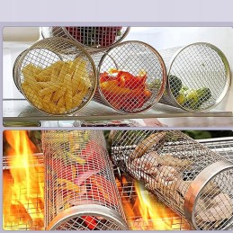 Grilio krepšelis 2 vnt besisukantis tinklinis daržovių grotelių ritinys griliui