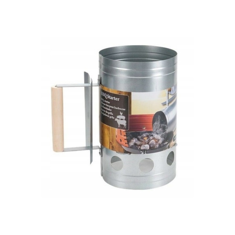 Kaminas anglies briketų kepsninei uždegti, didelė kepsninė, skersmuo 16 cm, sidabrinė