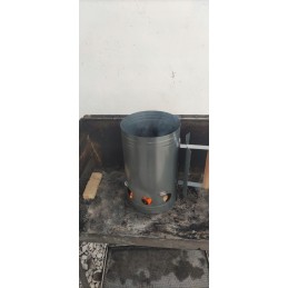 Kaminas anglies briketų kepsninei uždegti, didelė kepsninė, skersmuo 16 cm, sidabrinė