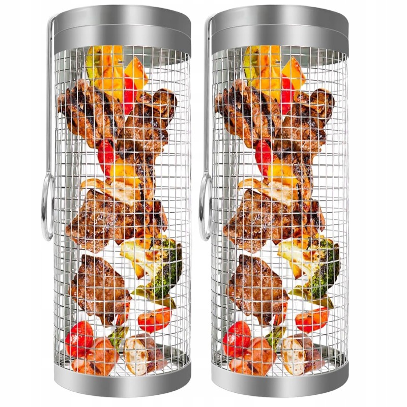 Daržovių kepimo krepšelis, grilio ritinys, besisukantis tinklelis, grotelės, 20x9cm