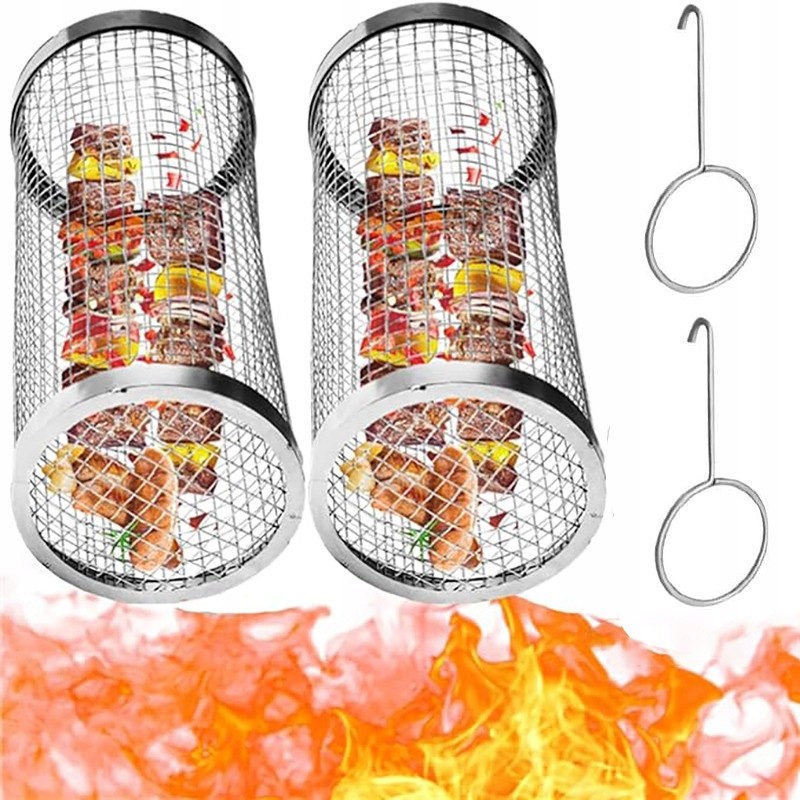 2 x daržovių kepimo krepšys, besisukantis tinklelis, rūkyklos grotelės, 20 cm