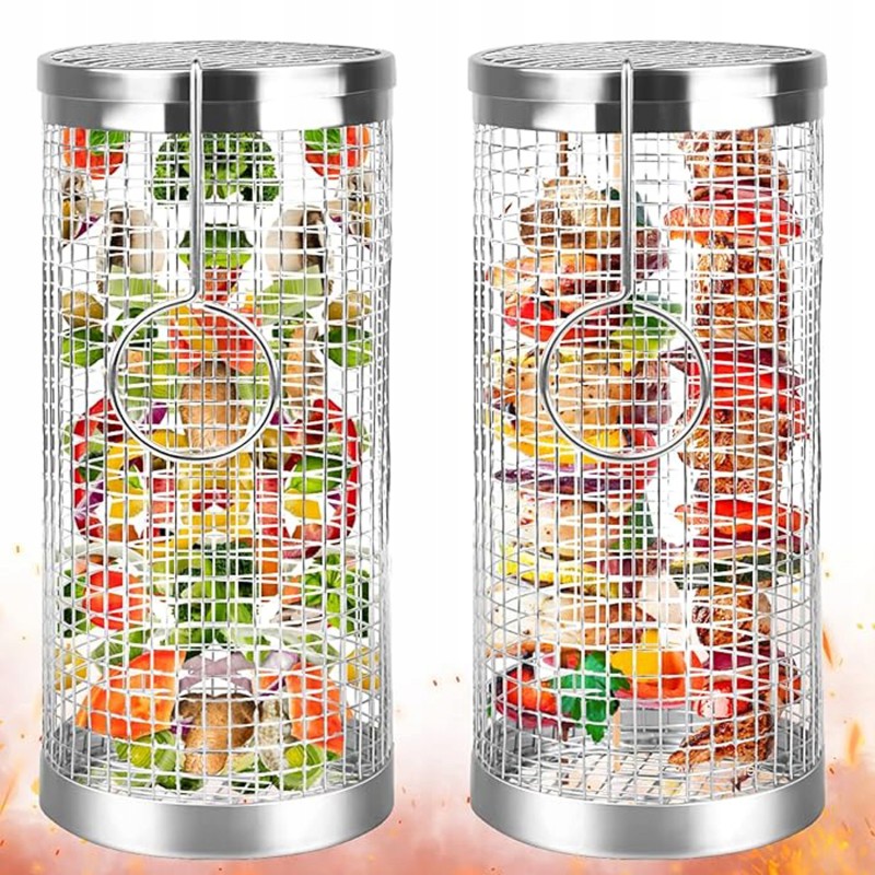 Grilio krepšelis 2 vnt. besisukančios daržovių grotelių grotelės rūkyklai