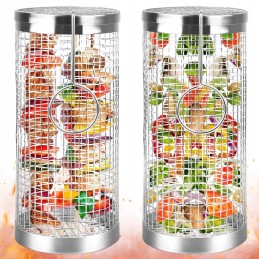 Daržovių kepimo krepšelis, grilio volelis, besisukantis tinklelis, grotelės, 2 vnt