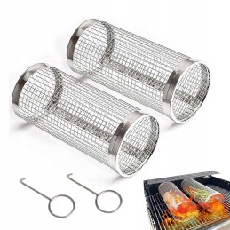 Cilindrinis grilio krepšelis - priedai lauko kepsniui 9*20 cm 2 vnt