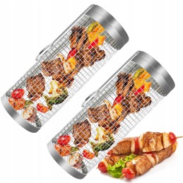 2 vnt daržovių grilio krepšelis, besisukantis grilio rinkinys