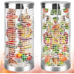 2x daržovių kepimo krepšelis, grilio ritinys, besisukantis tinklelis, grotelės, 20x9cm