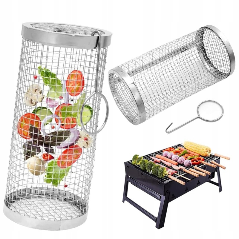 Cilindrinis grilio krepšelis - grilio priedai stovyklavimui bbq 9*20 cm 2 vnt