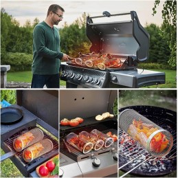 Cilindrinis grilio krepšelis - grilio priedai stovyklavimui bbq 9*20 cm 2 vnt