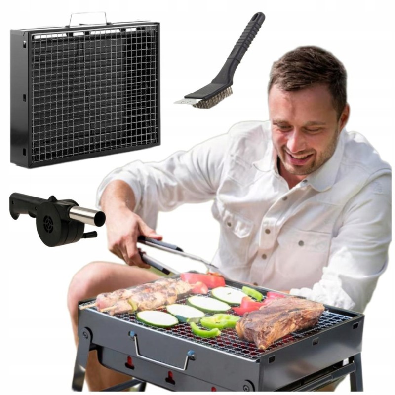 Žygio grilis nešiojamas sulankstomas kempingo lagaminų rinkinys xl priedai