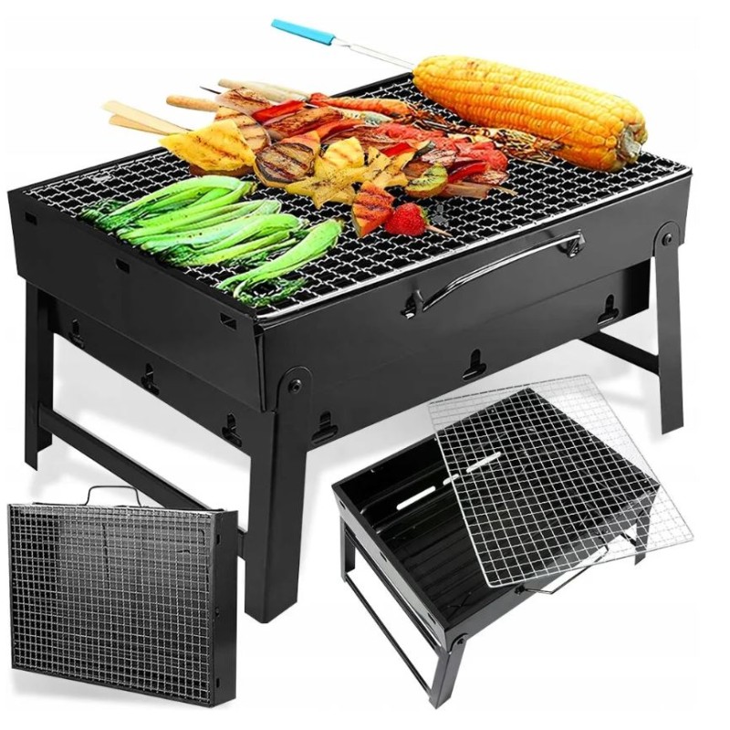 Sulankstomas grilis, nešiojamas lagaminas, kepsninė su anglimi