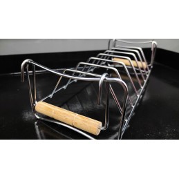 Grilis šonkauliukų ir bbq kepsnių kepimui, nerūdijančio plieno stovas