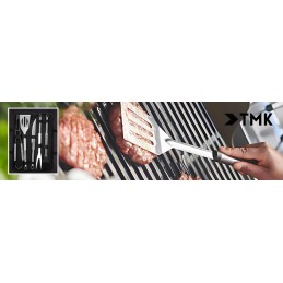 Grilio reikmenų rinkinys plieniniai indai, kepsninės stalo įrankiai 5in1 + dėklas