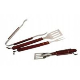 Grilio reikmenų komplektas su medine rankena, 3vnt AE A2779