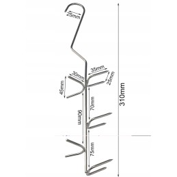 Kablys, kabliukai ungurinei žuviai rūkyti, 2 inox statramsčiai, 5 vnt